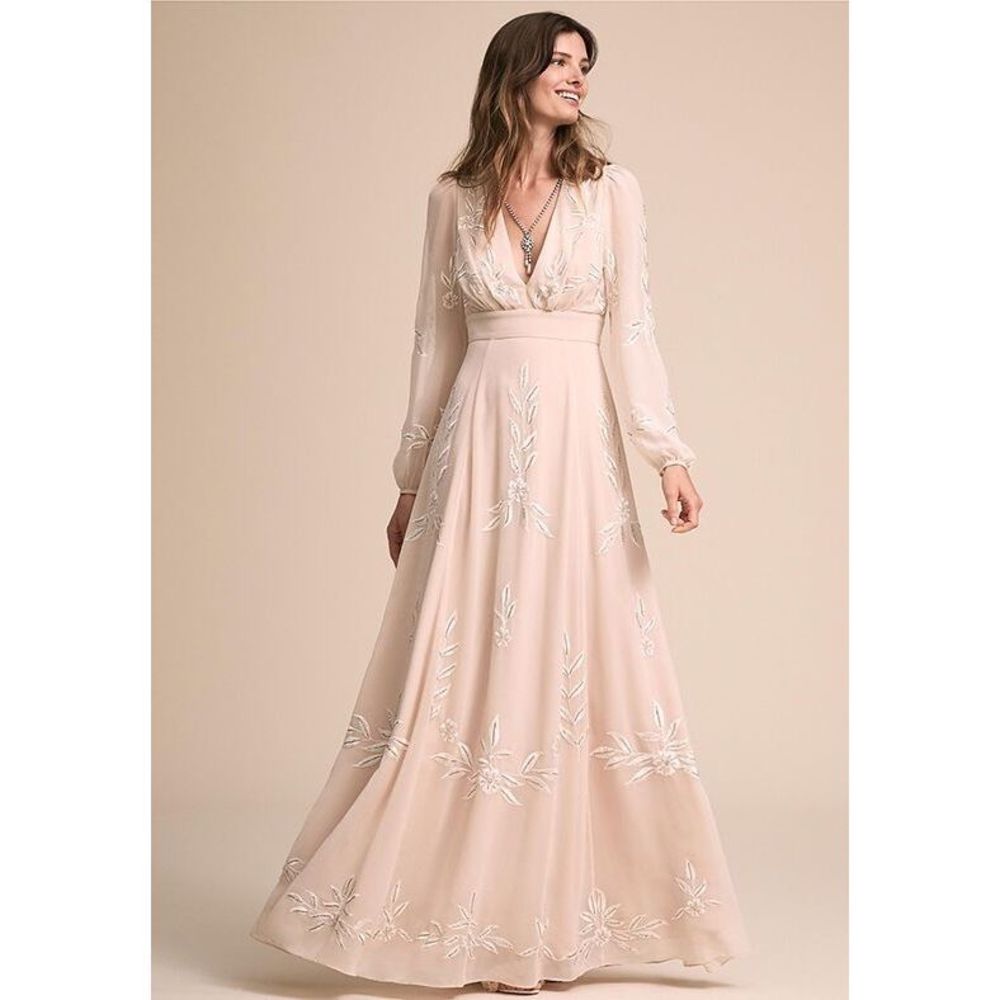 NWOT BHLDN Belize Wedding Dress Bohemian sz 8 - Blush